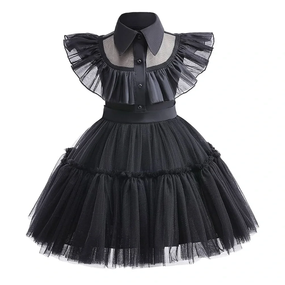 Toddler Baby Girls Black Dress Kids Black Party Costume (948)